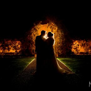 Silhouette photography of the newlyweds at Buckinghamshire winter wedding