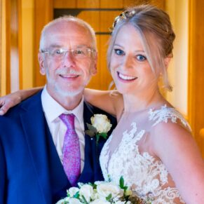 Waddesdon Dairy winter wedding photography of the bride and her father