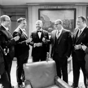 Waddesdon Dairy winter wedding photography of the guys before the ceremony