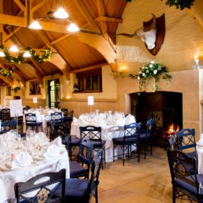 Waddesdon Dairy winter wedding photography of the interior of the West Hall before the wedding breakfast
