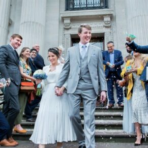 Old Marylebone Town Hall reportage confetti wedding pictures