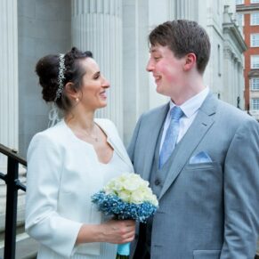Old Marylebone Town Hall wedding pictures on the steps