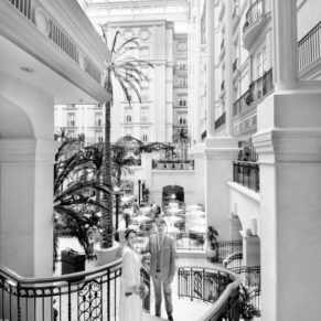 Photography of the newlyweds at the Landmark Hotel - Marylebone London wedding