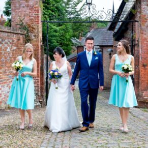 Strolling over the cobbles at St Mary's Chesham Church wedding
