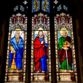Stained glass windows at St James Church Fulmer