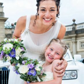 Cliveden House wedding photographs of the bride with her flower girl