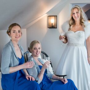 Crown Hotel Amersham - wedding photograph of the bride with her bridesmaids