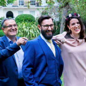 Marylebone wedding photography - The newlyweds in the gardens at the Dorset Square Hotel