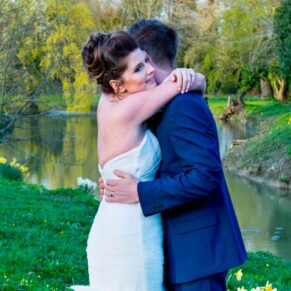 The newlyweds embrace at Dorton House wedding