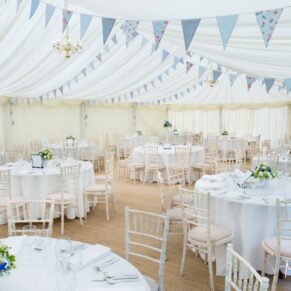 Marquee interior photos at Dorton House wedding