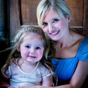 Dorton House window lit wedding photos of mum and daughter