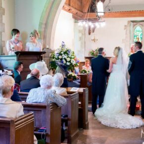 Photos inside the chapel at Dorton House wedding