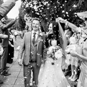Confetti shot at St Giles Church wedding - Standlake