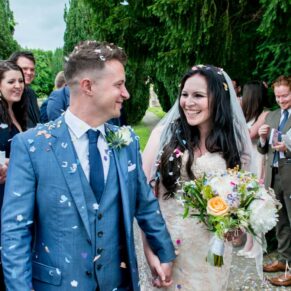 Confetti aisle at St Giles Church wedding - Standlake