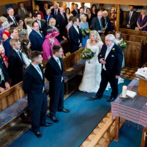Entrance of the bride at Haddenham Baptist Church wedding
