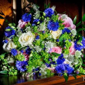 Floral display at Hampden House wedding