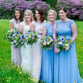 The ladies pose for the camera at Hampden House wedding