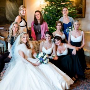 The girlfriends at Hampden House Christmas wedding