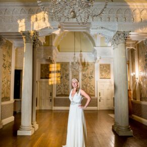 Hampden House Christmas wedding pose in the dining room