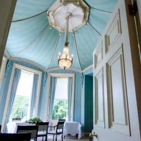 Hartwell House Hotel pre wedding ceremony setup in the Octagon Room