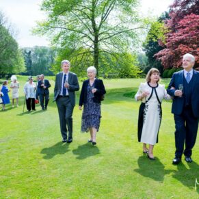 Taking a stroll at Hartwell House Hotel wedding