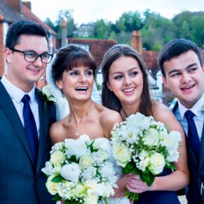 Kings Chapel Amersham wedding photographs of the bride with her sons and daughter