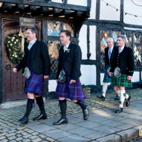 The lads arriving at at Kings Chapel Amersham wedding