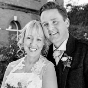Newlyweds portrait at at Kings Chapel Amersham wedding