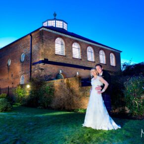 Kings Chapel Amersham wedding pose with the newlyweds at dusk