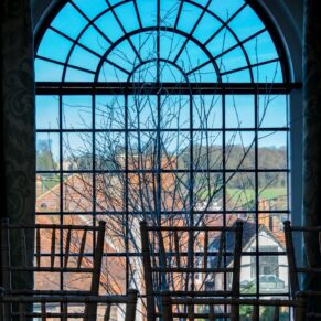 Window view across the old town at Kings Chapel Amersham wedding