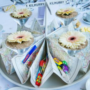 Creative table centre Latimer Estate wedding