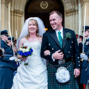 Walking through the guest aisle at Halton House wedding
