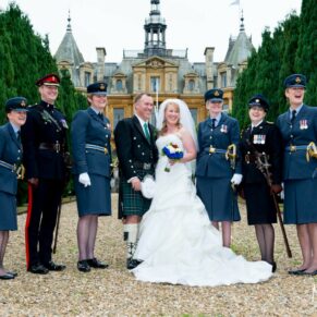 Classic group pose at Halton House wedding