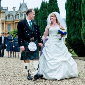 Taking a stroll at Halton House wedding