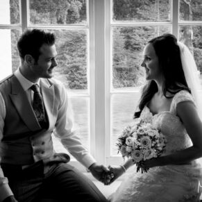 Silhouette pose of the newlyweds at Taplow House Hotel wedding