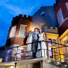 Taplow House Hotel wedding pose at dusk