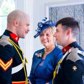 Pre ceremony chat at Missenden Abbey military wedding