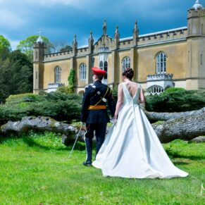 Under the famous Cedar Tree at Missenden Abbey military wedding