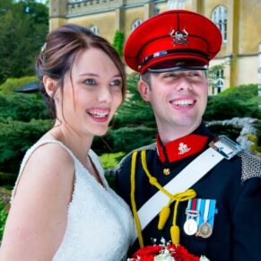 Missenden Abbey military wedding portrait of the bride and groom