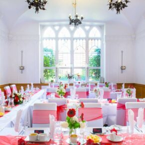 Wedding breakfast setup at Missenden Abbey military wedding