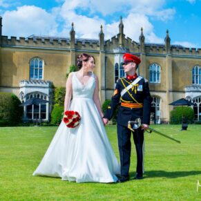 A stroll for the newlyweds at Missenden Abbey military wedding