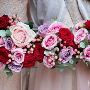 Photography of the stunningly beautiful pink bouquets captured with some gorgeous sunlight at this Sopwell House summer wedding