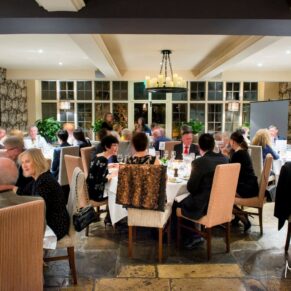 his photography capture showcases the stunning dining room at the Bay Tree Hotel in Burford prior to the wedding breakfast