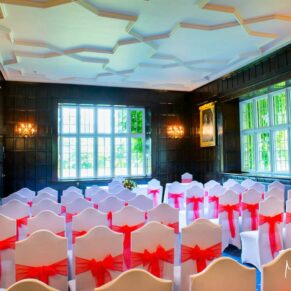 The civil ceremony room all setup at Bisham Abbey for the marriage