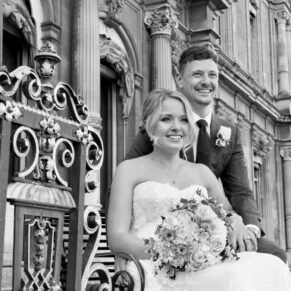 Black and white Buckinghamshire wedding photography captured at Waddesdon Manor