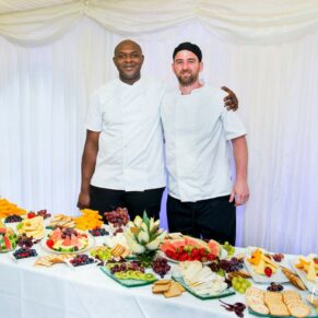 The chefs showcase their colourful creations for the evening buffet