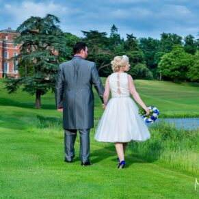 Brocket Hall wedding photography - the newlyweds take a stroll