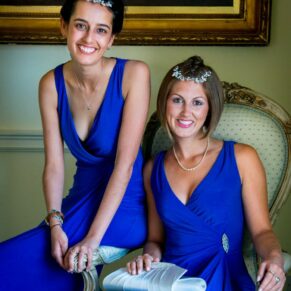 The bridesmaids pose for my camera in a classic pose pre ceremony