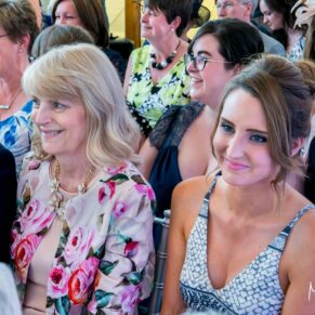 Guests watch on during the civil ceremony in the barn