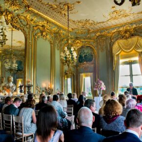 Cliveden House wedding photography - the civil ceremony in progress in the French Dining Room